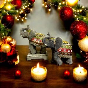 Unique Egyptian Vintage set of 2 Elephant Statue